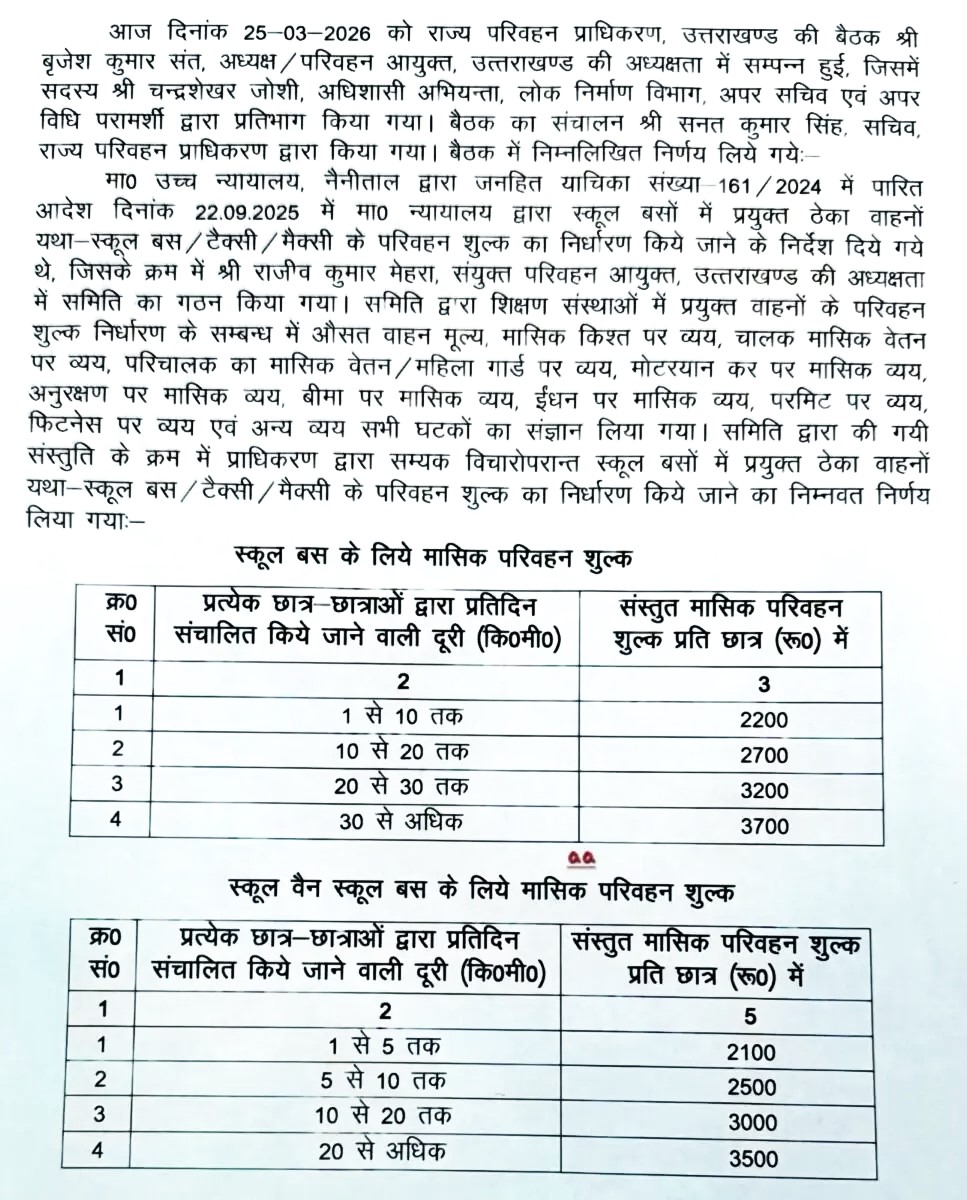 उत्तराखंड में स्कूल बस और वैन
