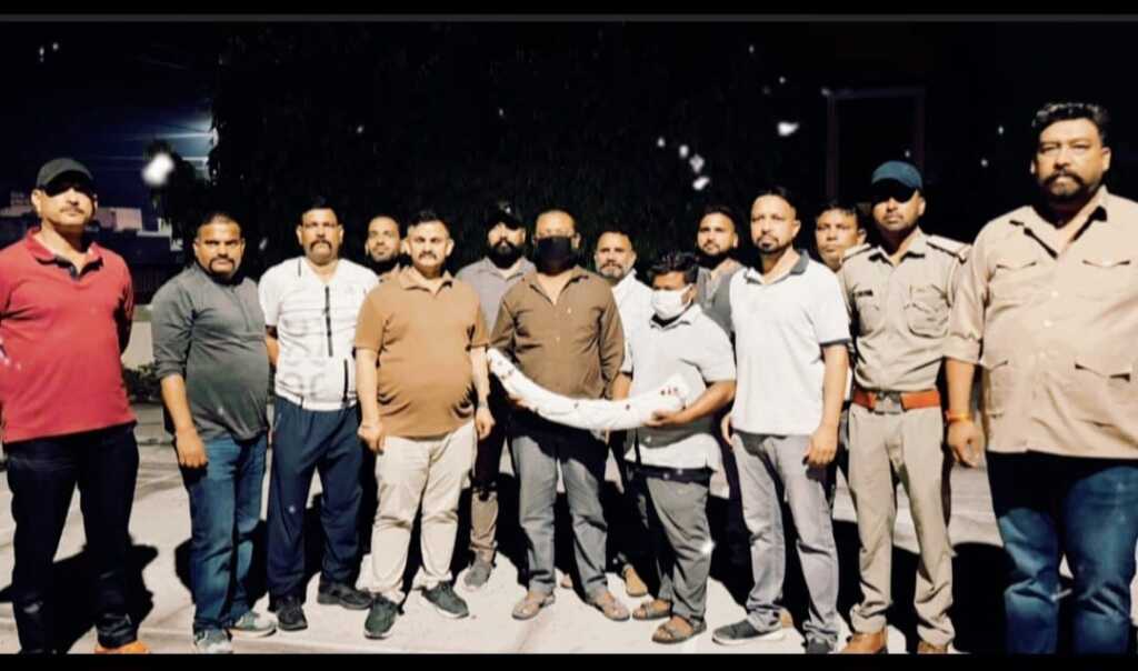 बरामद हाथी दांत और गिरफ्तार तस्करों के साथ उत्तराखंड एसटीएफ की टीम