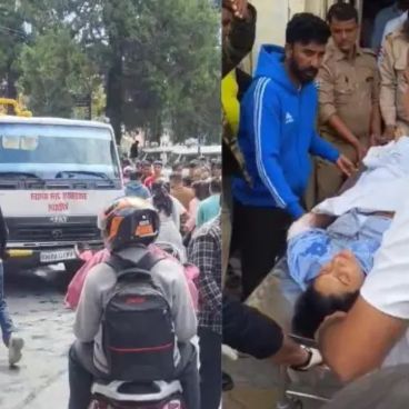 नैनीताल में बी.डी. पांडेय अस्पताल के पास दुर्घटनाग्रस्त ट्रक और जुटी स्थानीय लोगों की भीड़