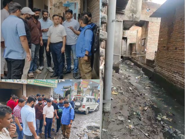 हल्द्वानी के बनभूलपुरा उजाला नगर में नाले का निरीक्षण कर अतिक्रमण हटाने के निर्देश देते नगर आयुक्त परितोष वर्मा