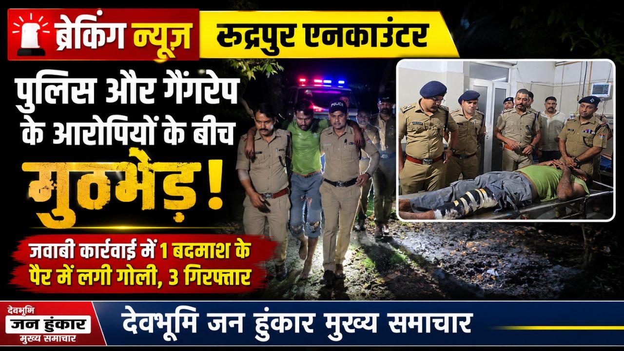 रुद्रपुर में गैंगरेप के आरोपियों के साथ मुठभेड़ के बाद जिला अस्पताल में घायल आरोपी से पूछताछ करते एसएसपी अजय गणपति