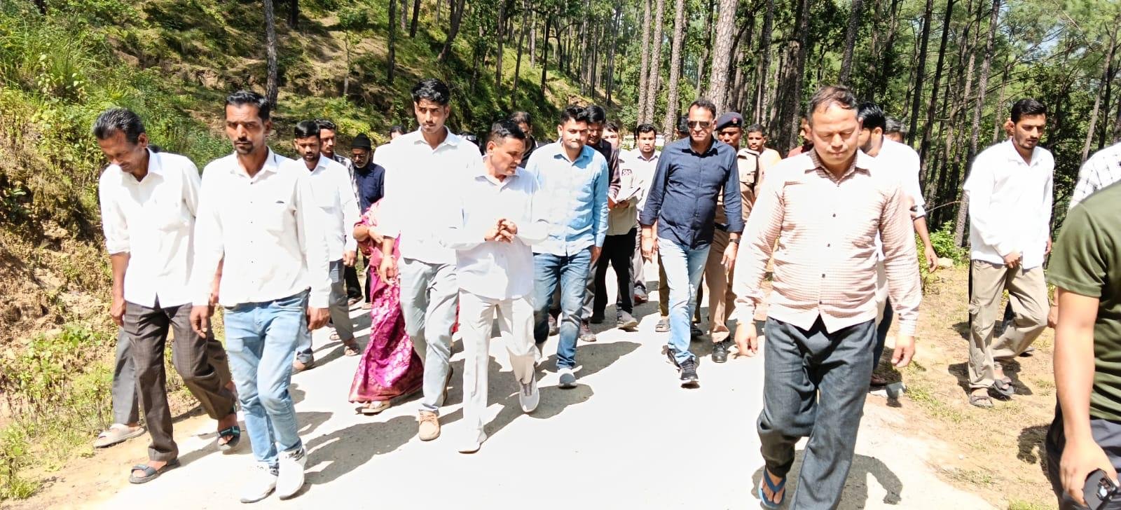 Uttarakhand Administrative Concept Representing PMGSY Road Inspection In Okhalkanda Nainital