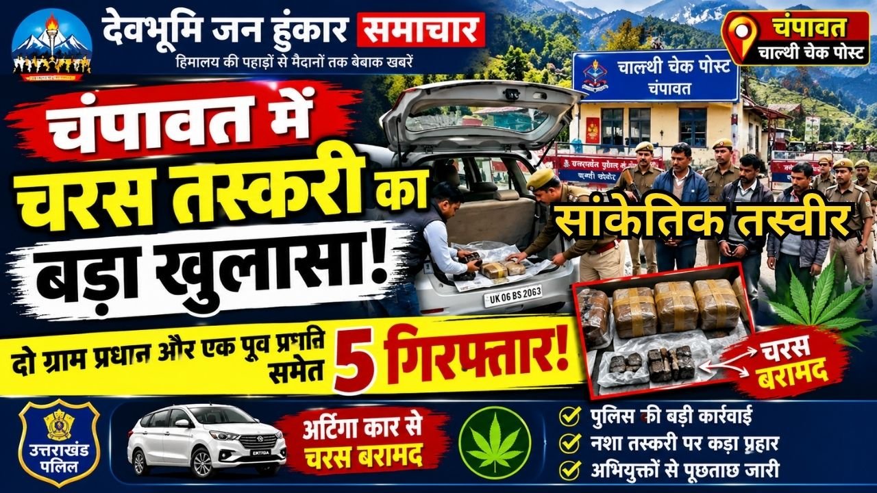 Uttarakhand Crime Concept Representing Police Drug Bust and Charas Seizure in Champawat