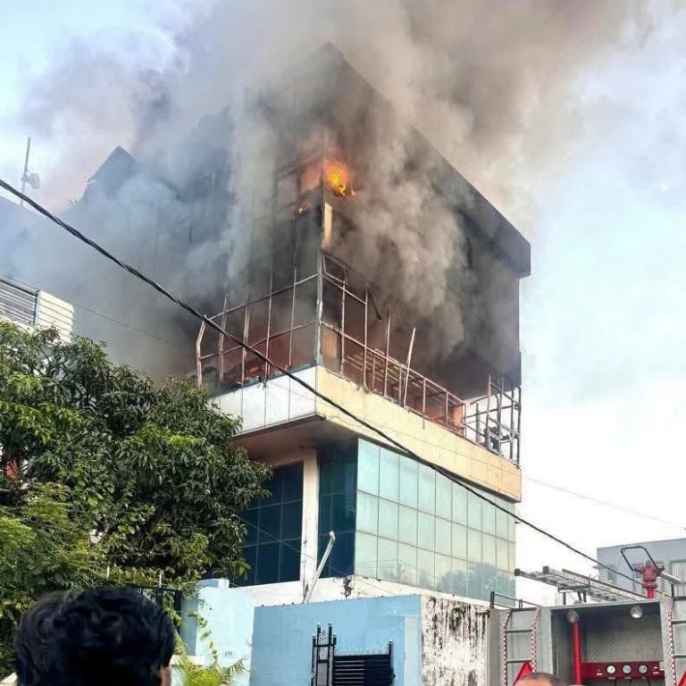 Uttarakhand Accident Concept Representing Fire at Hyundai Service Center in Dehradun