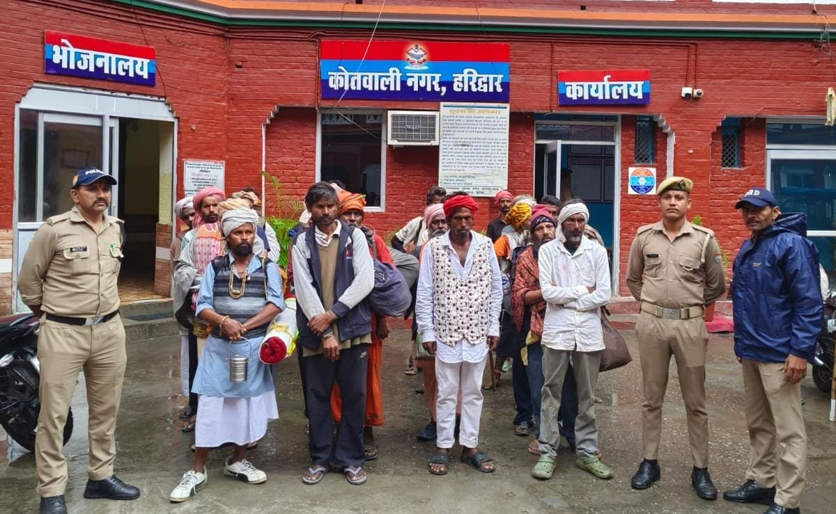 Uttarakhand Police Concept Representing Anti-Beggary Action and Har Ki Pauri Security in Haridwar