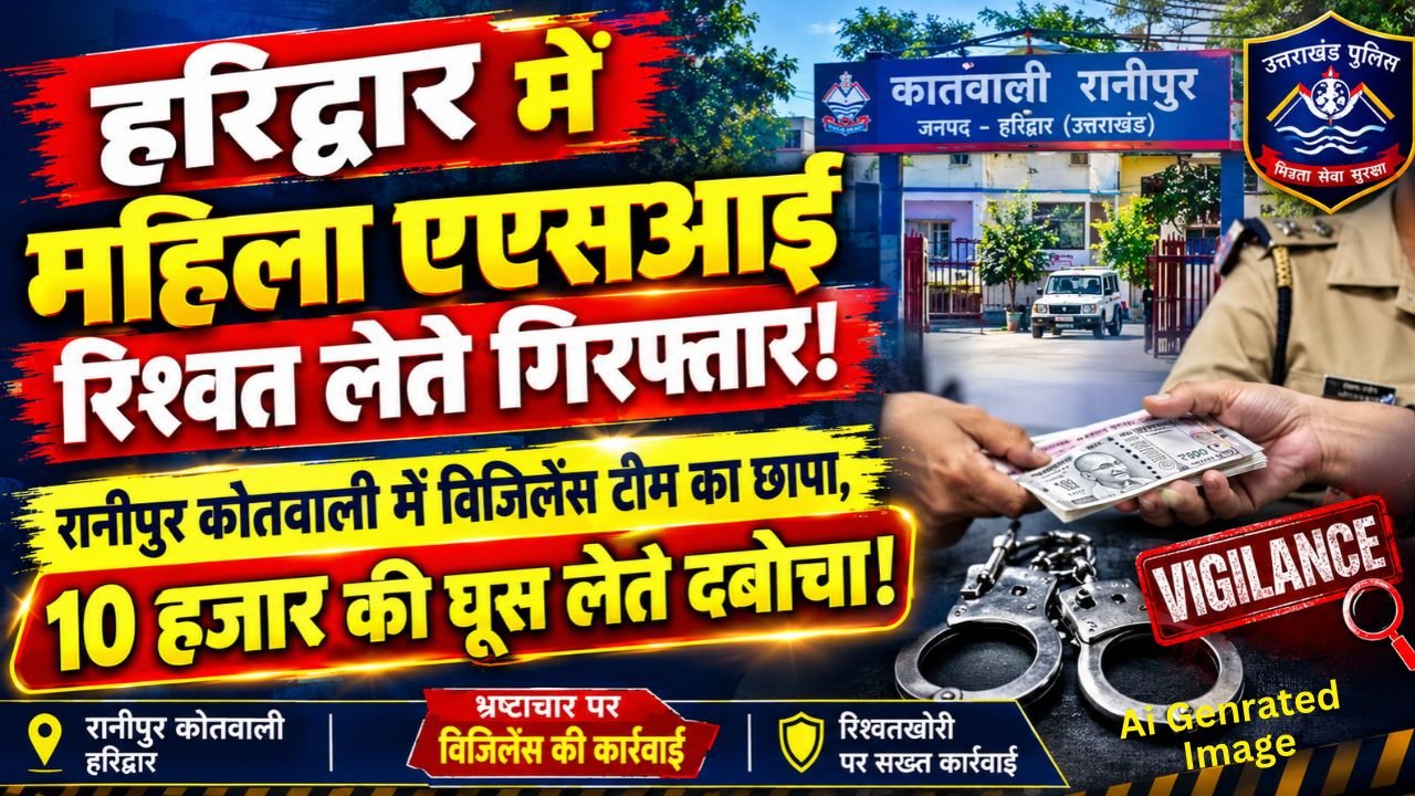 Uttarakhand Corruption Concept Representing Vigilance Trap and Police Arrest in Haridwar Ranipur Kotwali