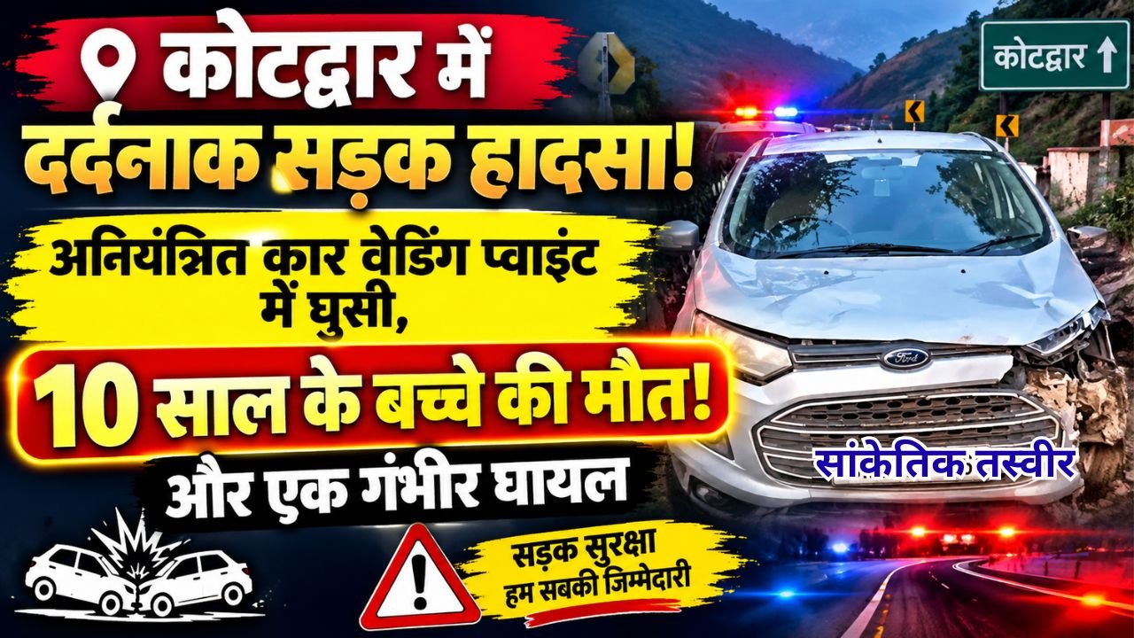 Uttarakhand Road Accident Concept Representing Car Crash and Child Death in Kotdwar Ghamandpur