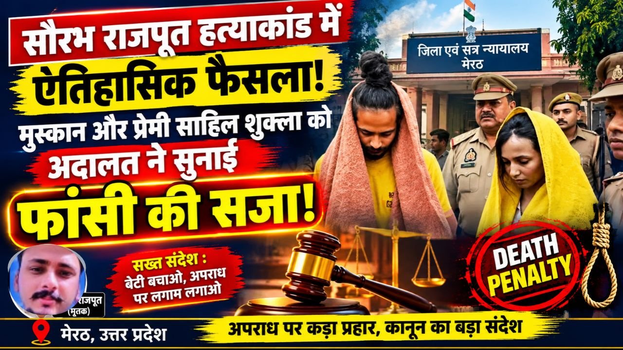 Uttar Pradesh Crime Concept Representing Court Judgment and Death Penalty in Saurabh Rajput Murder Case Meerut