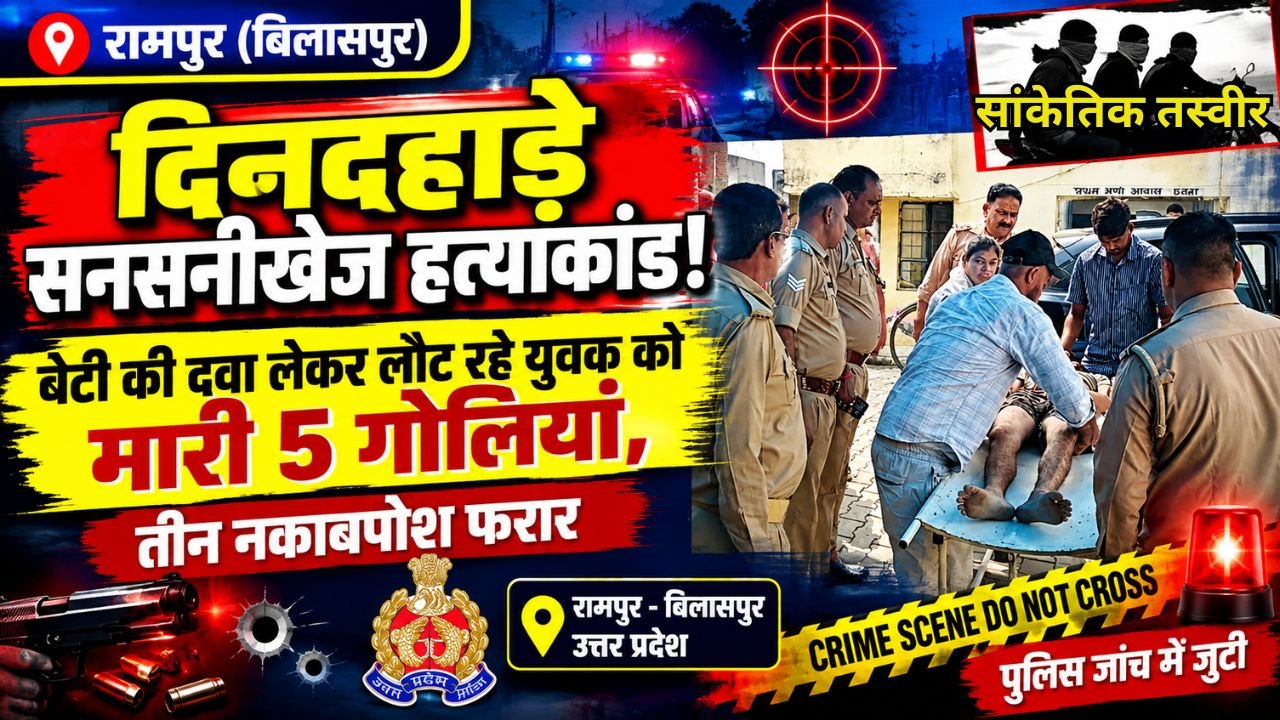 Uttar Pradesh Crime Concept Representing Daylight Shooting and Murder Investigation in Rampur Bilaspur